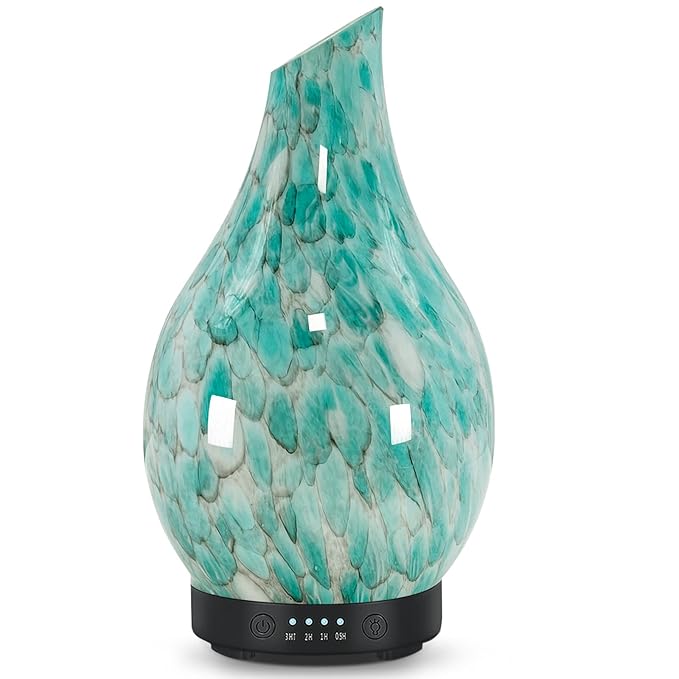 Essential Oil Diffuser 120ml Ultrasonic Aromatherapy Diffuser with Handmade Glass BPA Free, Auto Shut-Off 4 Timer Setting 7 Colors Changed LED for Home Yoga Office (Cobblestone) by EQUSUPRO