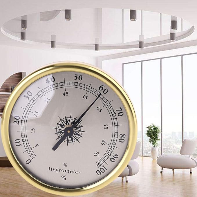 72mm Round Gold Hygrometer Humidity Meter Gauge Ring Surface - No Battery Needed - Image 4