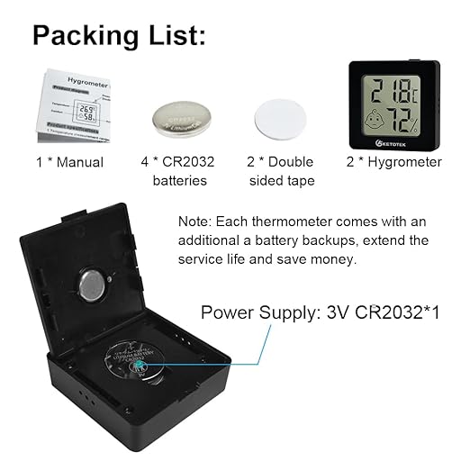 KETOTEK Mini Hygrometer Indoor Thermometers Humidity Meter 2 Pack Humidity Meters Gauge Digital Room Thermometer Hygrometer for Humidors Greenhouse Cellar Office - Image 3
