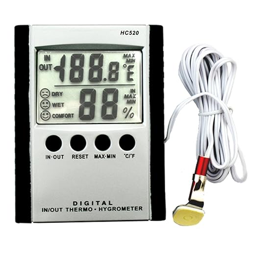 iKKEGOL Digital Indoor Outdoor in/Out Wall Mount Monitor Sensor LCD Temperature Thermometer Hygrometer Humidity Meter with Probe Cable - Image 2