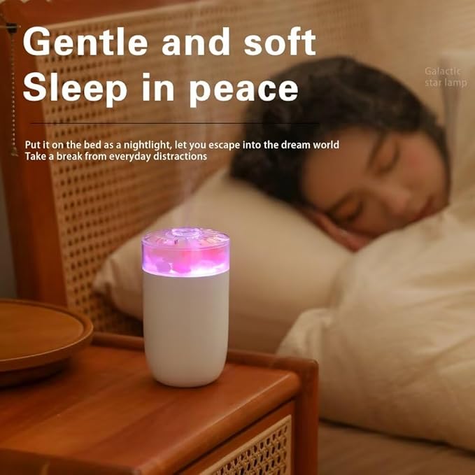 Himalayan Salt Lamp Ultrasonic Humidifier,Essential Oil Aromatherapy Diffuser,230ML Cool Mist Humidifier with Built-in Battery,7 Color Light,Auto Shut-Off Pink - Image 6