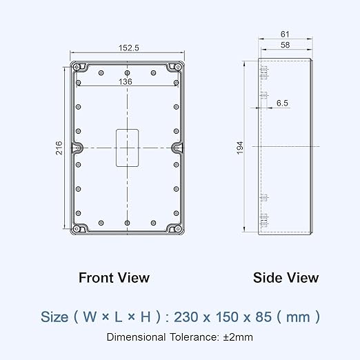 LeMotech Electrical Box Clear Cover Project Box IP65 Waterproof Junction Box ABS Plastic Case Universal Enclosure for Electronics, Black 9.0"x 5.9"x 3.1"(230x150x85mm)(Pack of 1) - Image 8