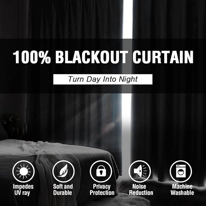 H.VERSAILTEX 100% Blackout Curtains for Bedroom Thermal Insulated Blackout Curtains 108 Inches Long Rod Pocket/Clip Rings Curtains for Living Room with Black Liner 2 Panels, Turquoise Blue - Image 3