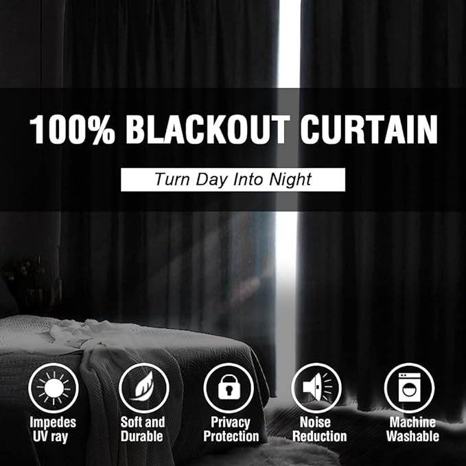 H.VERSAILTEX 100% Blackout Curtains for Bedroom Thermal Insulated Blackout Curtains 84 Inches Long Rod Pocket Window Drapes for Living Room with Black Liner 2 Panels Set, Burgundy - Image 2