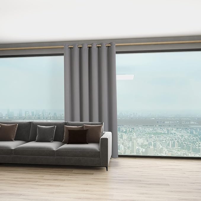 BONZER Room Divider Curtain Total Privacy Wall Wide Grommet Room Darkening Curtains for Patio Sliding Glass Door, 108L x 70W Inch (9L x 5.8W ft), 1 Panel, Silver - Image 4