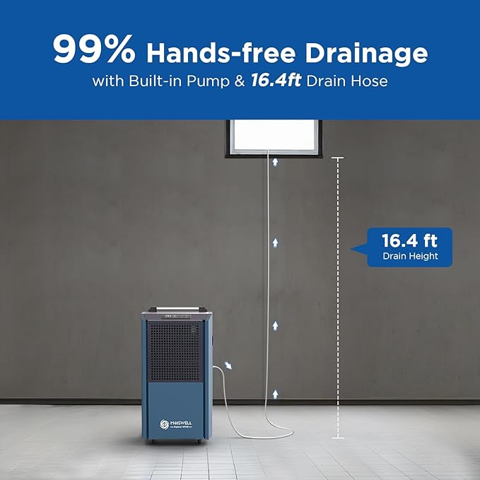 190 Pints Commercial Dehumidifier with Pump for Basements, Industrial Heavy Duty Commercial-grade Portable Dehumidifiers for Large Spaces Warehouse Grow Room, Water Damage Restoration - Image 4