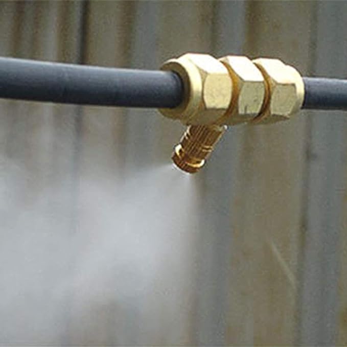 Brass Misting Nozzle, 10 Pack High Pressure Spray 10/24 UNC Outdoor Anti-drip Fogging Spray Head Misting System Tips for Landscaping Outdoor Cooling System (0.012 Orifice) - Image 5