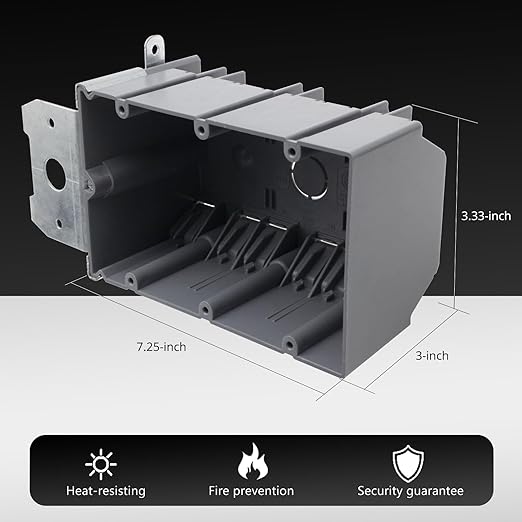 MAKERELE PVC 3-Gang Flexibly Adjustable Electrical Box, 49 Cubic Inch Adjustable Electrical Outlet Box, Grey Electrical Switch Outlet Box with ETL Listed(6 Pack) - Image 3