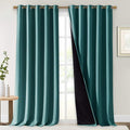 NICETOWN Total Shade Curtains and Draperies, Sea Teal, Package of 2, 62 inches Wide x 95 inches, LongHeavy-Duty Full Light Shading Drapes with Black Liner Backing for Villa/Hall/Dorm Window by NICETOWN
