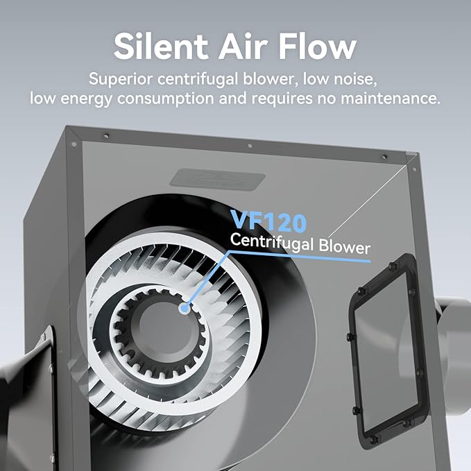 170CFM Ultra Quiet Bathroom Exhaust Fan, Remote Mount In Line Fan VF120, Exhaust Ventilation Fan for Bathroom, Kitchen, Garage and ResidentialVentilation Applications, Black - Image 7