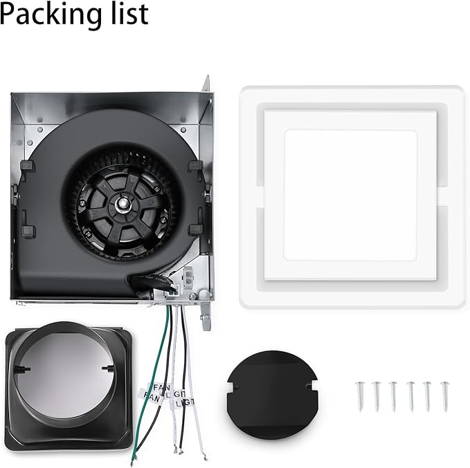 Bathroom Exhaust Fan with Light 110 CFM Quiet 6500K 800LM Household Ventilation Fan Light Combo, Energy Saving Ceiling Mount Bathroom Air extractor, Multipurpose Bath Extractor Easy to Install - Image 7