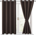 Hiasan Blackout Curtains for Bedroom, 52 x 54 Inches Long - Thermal Insulated & Light Blocking Window Curtains for Living Room, 2 Drape Panels Sewn with Tiebacks, Brown by Hiasan