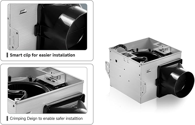 Tech Drive Bathroom Exhaust Fan 60 CFM, 0.3 Sone, 4-Inch Duct,No Attic Access Needed,Super Quiet Ventilation Fan, Easy to Install Ceiling Mounted, White, ETL Certified - Image 4