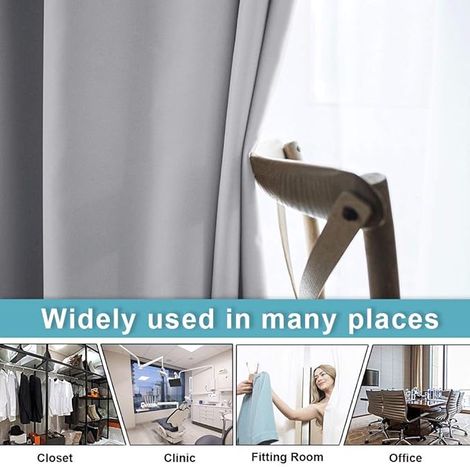 RYB HOME Sliver Grey Blackout Curtains for Patio Sliding Glass Door Full Shade Privacy Drapes for Apartment Room Patitions Shared Bedroom Backdrop, Wide 60 x Long 108 inches, 1 Panel - Image 4