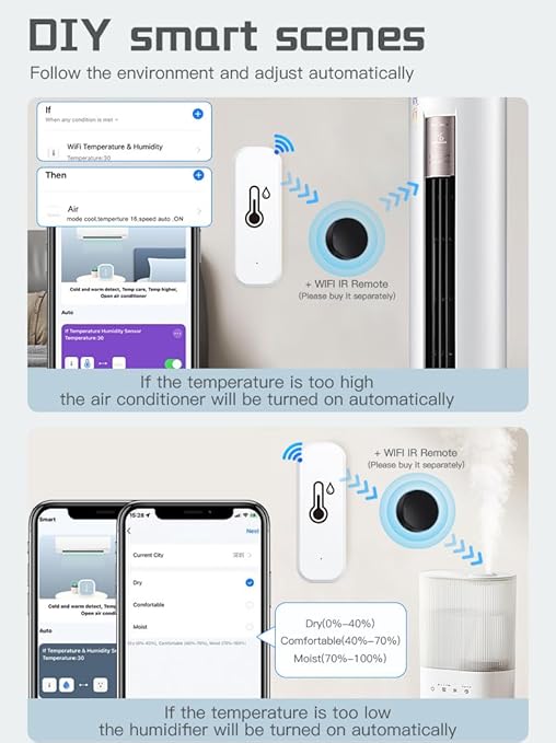 Zigbee Temperature and Humidity Sensor, Wireless Thermometer for Home Automation, Remote Monitoring, Compatible with Hub/Gateway Devices with Zigbee Hub Built-in - Image 3