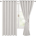 Hiasan Room Darkening Curtains for Bedroom, 70 x 63 Inches - Thermal Insulated & Light Blocking Window Drapes for Living Room/Dorm Room, Set of 2 Panels Sewn with Tiebacks, Ivory by Hiasan