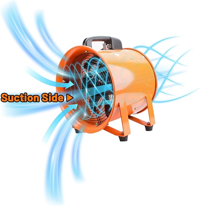 12-Inch High-Velocity Portable Utility Blower Fan, Industrial Exhaust Fan with 33ft Flexible Duct Hose, 3150 RPM Low-Noise Ventilator for Basements, Workshops, Warehouses, and Confined Spaces - Image 7
