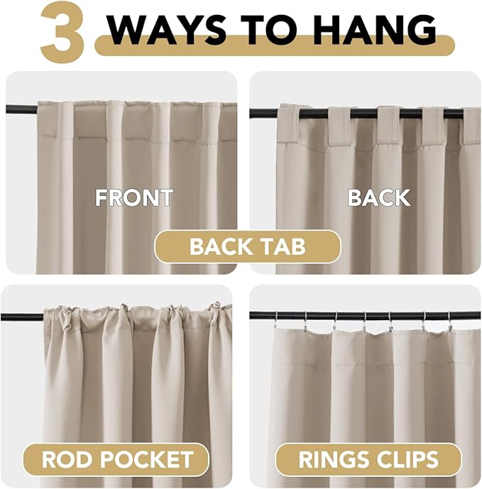 H.VERSAILTEX Blackout Curtains Thermal Insulated Window Treatment Panels Room Darkening Blackout Drapes for Living Room Back Tab/Rod Pocket Bedroom Draperies (2 Panels, Fog, 52 x 96 Inch) - Image 4