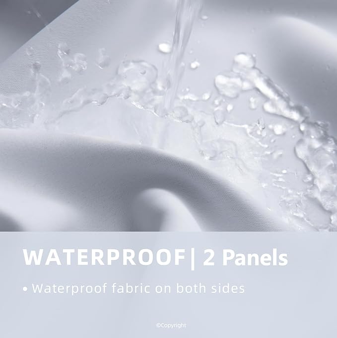 Water Proof Outside Curtains with Grommet Top for Porch, W84 x L120 Thermal Insulated Washable Light Block Outdoor Divider Drapes for Patio Gazebo Deck Pool Area Pergola Cabana (2 Panels) - Image 2