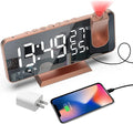 Projection Digital Alarm Clock for Bedrooms, Alarm Clock Radio on Ceiling, USB Charger Port, Temperature & Humidity Display, 7.3” Large Mirror LED Display,12/24H,Snooze,Dual Loud Clock- 4 Dimmer by Hanaix