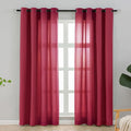 L.Z.E Light Filtering Curtains 72 Inch Length 2 Panels Set Burgundy Privacy Non-See-Through Semi Sheer Curtains for Living Room Bedroom Nursery Grommet Top Solid Window Panels (55" W x 72" L) by LZE