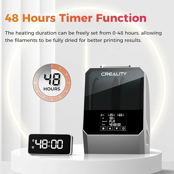 2025 New Creality Space PI Filament Dryer Plus Christmas Gifts, Dual-Spool 3D Printing Filament Dryer Box, Adjustable Temp 45℃-70℃, 360° Hot-Air & Real-Time Humidity Monitor, 12 Filament Presets - Image 5