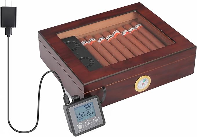 Electric Cigar Humidifier for Cigar Humidor Box - Dual-Fan Sensor-Controlled + LCD Humidity & Temperature Display, Multi-Device Connection Supported, for 40-180 Cigars 1V1 - Image 2