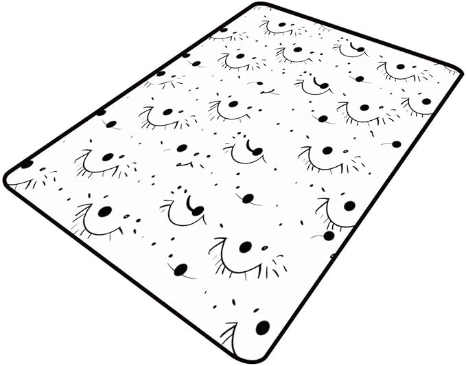 Rug Cartoon Black Eyelashes - Design Printing, Reversible Area Rugs, Fade Resistant, Flame Resistant, Quick Dry, Stain Resistant, Waterproof Floor Carpet for Living Room Bedroom, 18 x 30 Inch by Snarena