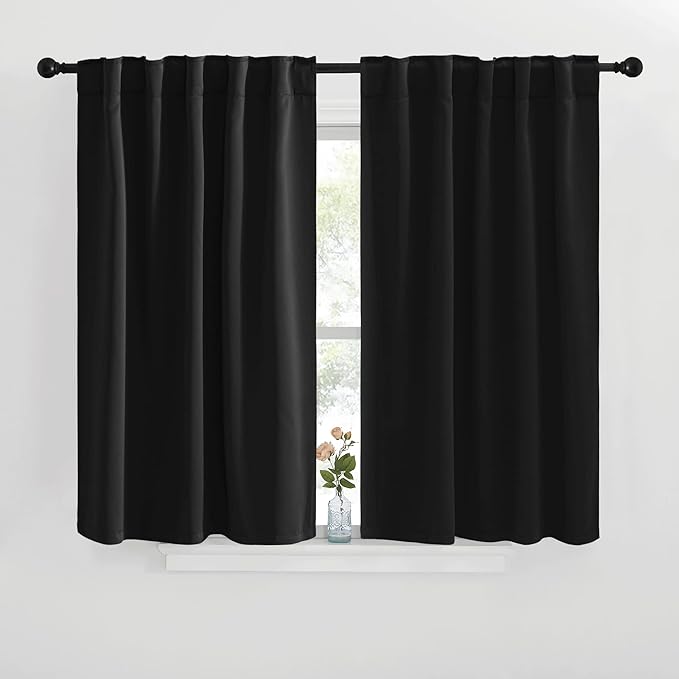 NICETOWN Blackout Curtain Blinds Window Panels - (Black Color) W42 x L36, Double Panels, Thermal Insulated Blackout Draperies for Living Room by NICETOWN