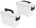 Sheffield 12793 2-Pack Ammo Storage Box, Stackable .30 Cal Field Boxes, Water and Dust Resistant, Lockable Storage Box with Handle, Secures Hunting Gear, Supplies, and Bullets, Made in USA, Frost by Sheffield