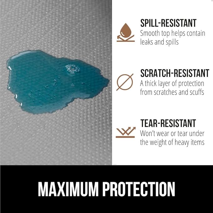 GORILLA GRIP DripGuard Shelf Liner, Non-Adhesive Drawer and Kitchen Cabinet Protector, Strong Grip Slip Resistant Underside, Smooth Surface Liners for Cabinets, Bathroom Closets, 12x120 In, Light Gray - Image 4