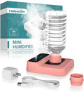 Portable Humidifier - Small Air Humidifiers for Bedroom, Plants, Office, Travel - Cool Mist Humidifiers, Color-Changing Accent Light, 2 Mist Settings, RosePink by HOMDIS