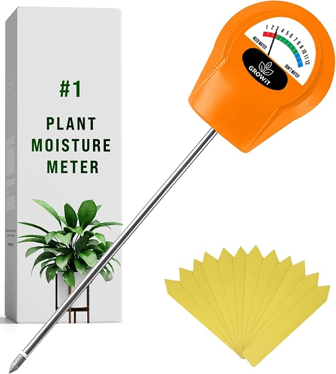 GROWIT Soil Water Monitor for Plants - Soil Moisture Meter | Hydrometer for Plants | Plant Moisture Meter Houseplants | Water Tester for Plants | Farming Indoor and Outdoor Plants- Orange by Craft911byLIME