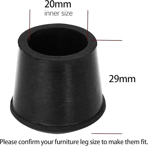 10 PCS Black Round Rubber Chair Leg Caps Tips, Vinyl Rubber End Kits, Soft Touch Table Feet Cover, Anti Slip Floor Protector, 4/5 inch (20mm) - Image 2