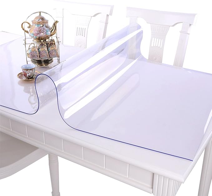 NECAUX Custom 36 x 79 Inch Clear Table Cover Protector, 1.5mm Thick Wood Grain Transparent Table Pad Non-Slip Tablecloth Plastic Protective Pad for Dining Room Table, Trainning Table, Conference Table - Image 2
