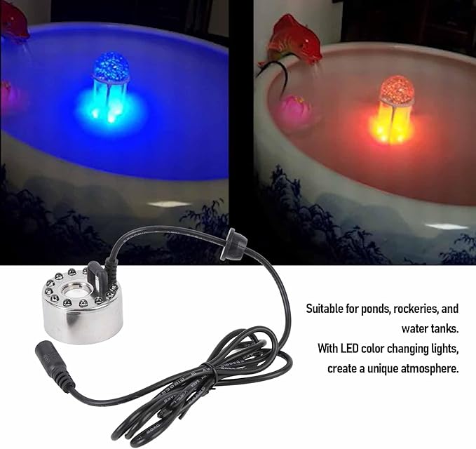 Fog Atomizer Humidifier Mist Maker, Large Volume of Fog, Heat Dissipation Design, 12 LED Color Changing Lights, Suitable for Garden, Indoor Decorations (US Plug) - Image 4