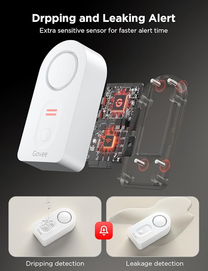 Govee WiFi Water Sensor 2 Pack, Smart Water Leak Detector, 100dB Adjustable Alarm Suit for Home and Basement, Water Leak Alert with Email & APP Push (Only Support 2.4G Wi-Fi) - Image 5