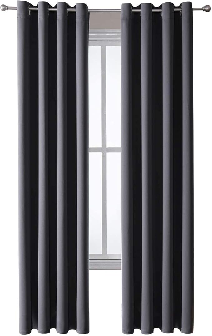 ChrisDowa Grommet Blackout Curtains for Bedroom and Living Room - 2 Panels Set Thermal Insulated Room Darkening Curtains (Dark Grey, 52W x 84L) - Image 7