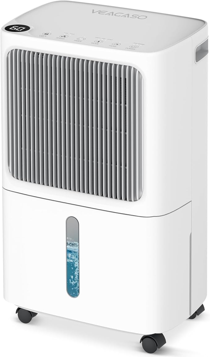 2500 Sq.Ft Dehumidifier for Basement with Drain Hose Max 34 Pints, Dehumidifiers for Home,Bathroom,Large Room, Bedroom, Three Modes, Intelligent Humidity Control, Dry Clothes, 24HR Timer by VEAGASO