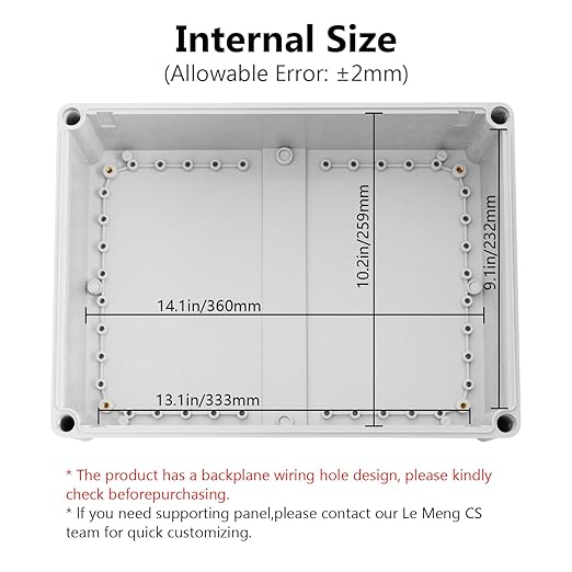 LeMotech Junction Box IP67 Waterproof Dustproof ABS Plastic Project Box for Electrical Outdoor Enclosure Gray 15 x 11 x 7.1 inch (380 x 280 x 180 mm) - Image 3