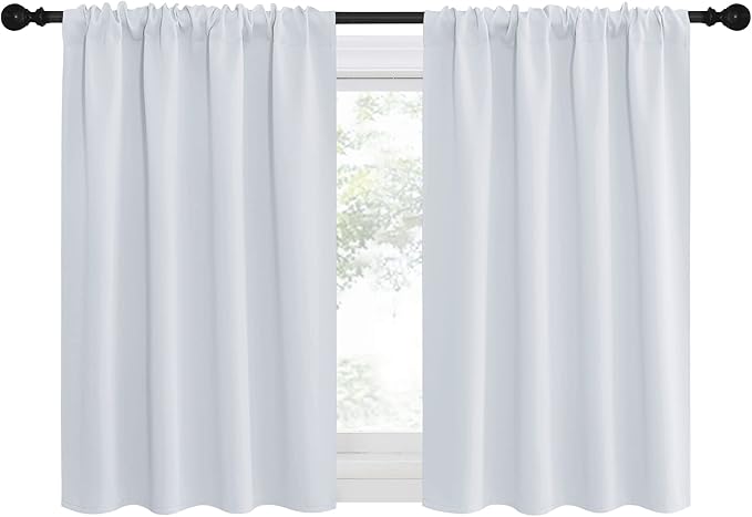 NICETOWN Greyish White Window Curtain Panels - Thermal Insulated Rod Pocket Room Darkening Curtain Sets for Bedroom (Platinum - Greyish White, 2 Panels, 42 in x 36 in (W x L)) - Image 2