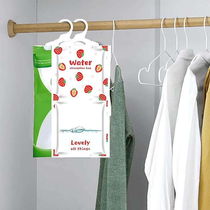 6 Pack Moisture Absorber Hanging Bags, Fragrance Free Humidity Packs, Hanging Closet Dehumidifier Bags (Strawberry) - Image 5