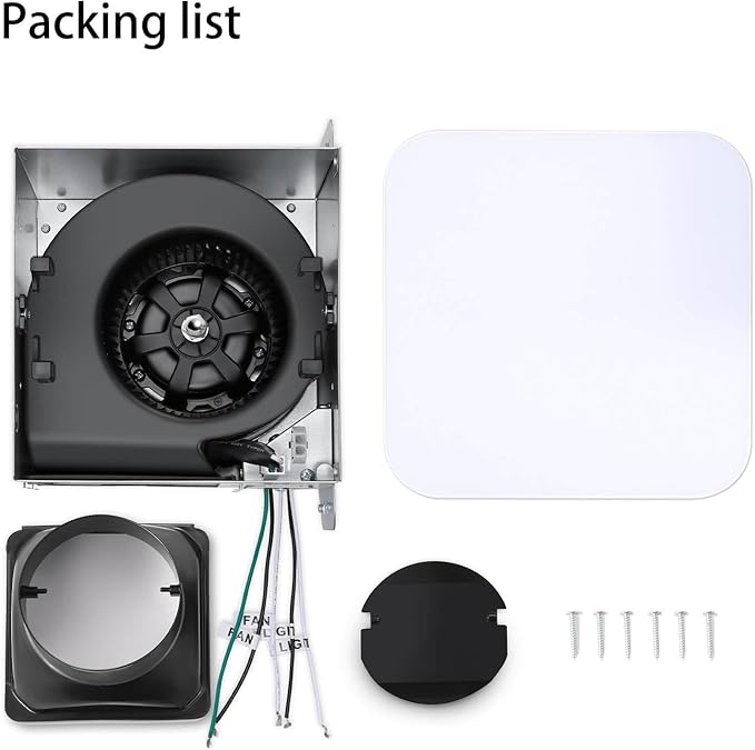 Bathroom Exhaust Fan with Light 110 CFM Quiet with Color Change, 3000K/4000K/5500K 1000LM Household Ventilation Fan Light Combo, Energy Saving Ceiling Mount Bathroom Extractor, Memory Function - Image 7