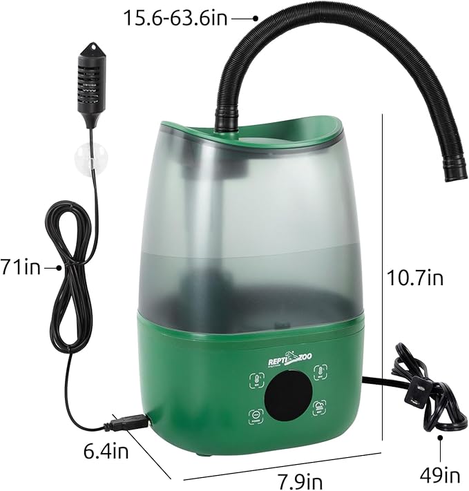 REPTIZOO Reptile Humidifier Fogger, 4L Large Reptile Fogger with Humidity Control, Terrarium Humidifiers with Extended Tube Automatic Reptile Misting System for Reptiles Amphibians Herps Vivarium - Image 2
