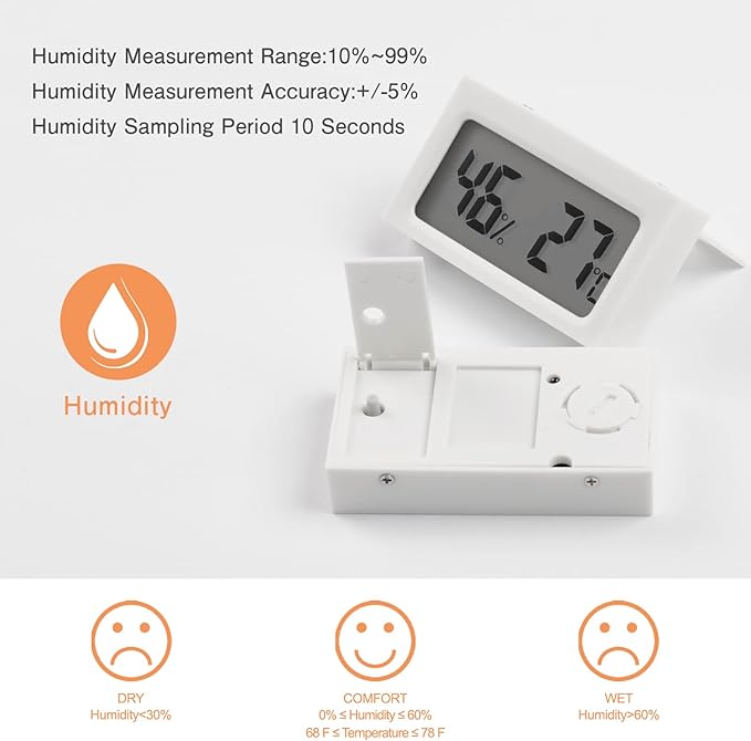 Monitor Digital Indoor Hygrometer with LCD Display Temperature Gauge Humidity Meter for Home or Greenhouse (White, 4 Pack) - Image 3