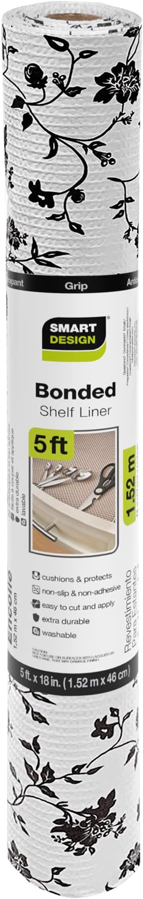 Smart Design Bonded Grip Shelf Liner - 12 Inch x 60 Feet Total (Set of 6 Rolls) - Non Adhesive, Strong Grip Bottom, Easy Clean Kitchen Drawer, Cabinet, Cupboard Dresser Cover - Wisteria Black - Image 2