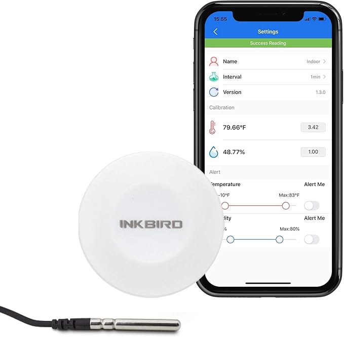 Inkbird Smart Sensor Data Logger Wireless Temp RH Monitor Device Android iPhone Temperature Humidity Recorder Thermometer Hygrometer IBS-TH1 Basement Guitar Greenhouse by Inkbird