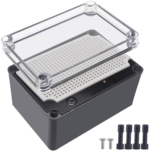 Junction Box,IP67 Waterproof ABS Black Project Box Clear Cover with Mounting Plate Electrical Box Enclosure for Outside Electronics 6.9 x 4.9 x 3.9inch(175x125x100mm) by Otdorpatio