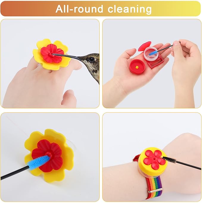 38 Pcs 3 Size Hummingbird Feeder Cleaning Brush Mini Nylon Tube Brush with 16 Flowers Bird Replacement Parts Double Headed Brushes for Bottle Feeding Holes Replacement(Black) - Image 4