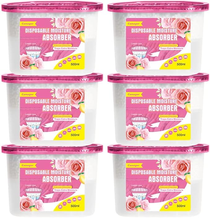 CANAGER Moisture Absorber Box, Lemon Rose-6 packs, Dehumidifier for Closet, Bedroom and Kitchen, Odor Eliminator,Moisture Absorber 12.5 oz. by CANAGER